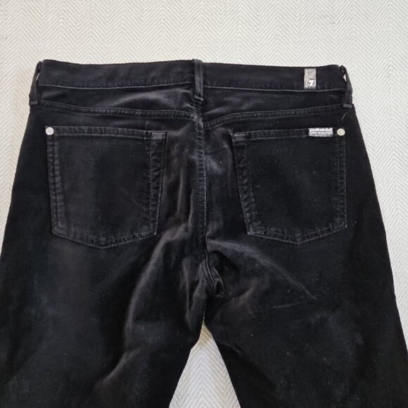7 For All Mankind Jeans Women 32 (34x30) Black Velvet Straight Low Rise Velour - Picture 15 of 16